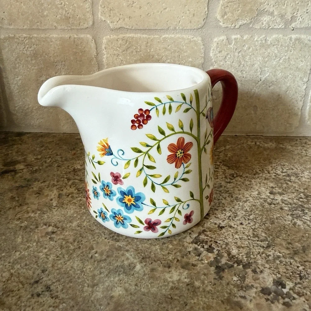 Bico‎ Red Spring Bird Ceramic Creamer Pitcher Scandinavian Dishwasher Safe